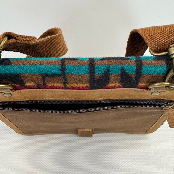 Pendleton Tablet Cover Aztec Wool Leather Adjustable Detachable Crossbody Strap - Picture 10 of 16